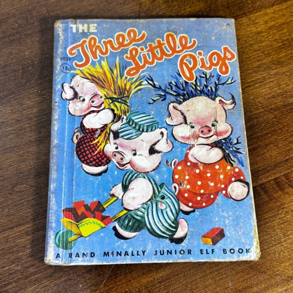 Vintage The Three Little Pigs Junior Elf Book Rand McNally 1956 Illustrated